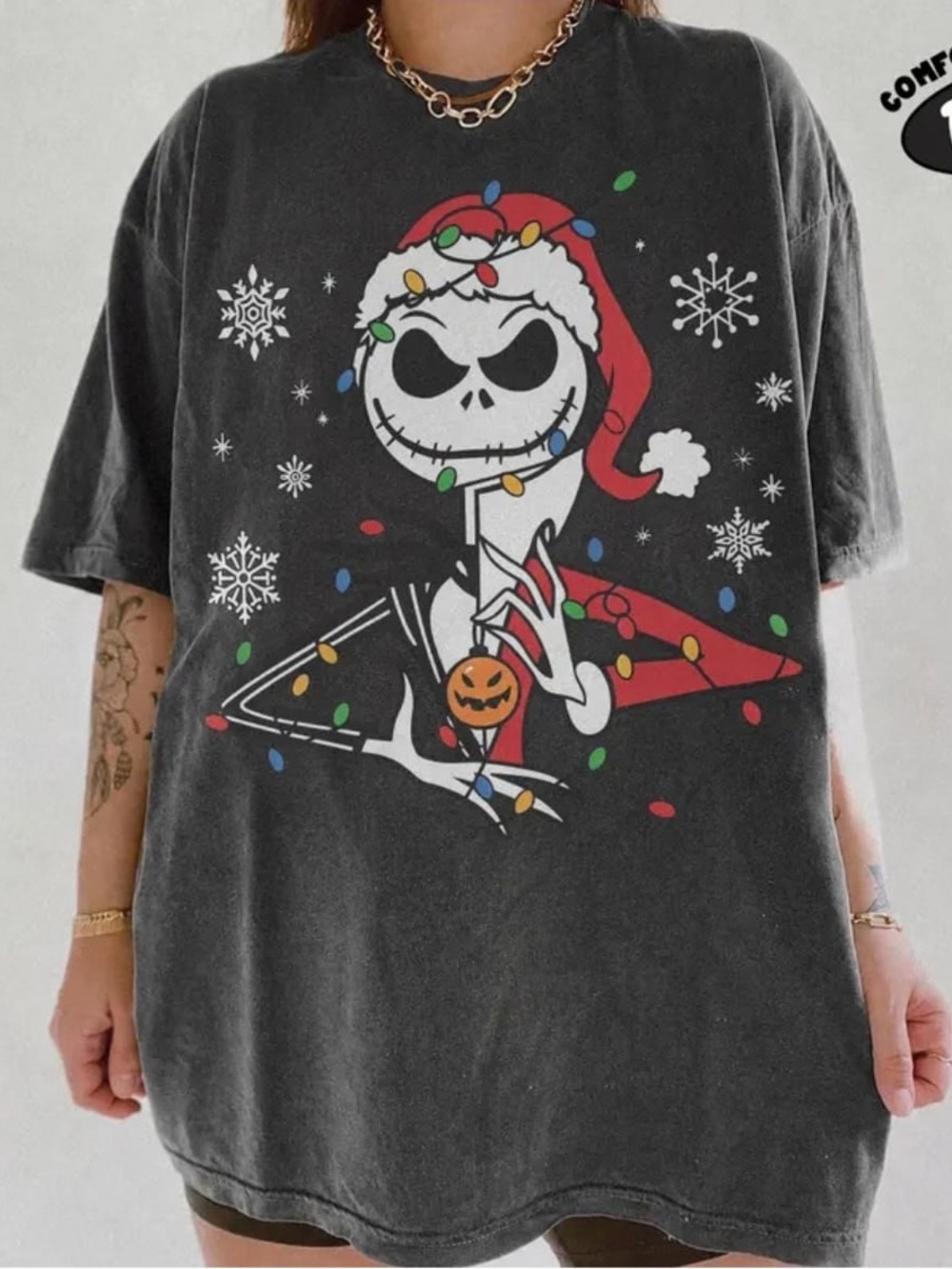 Comfort Colors Pepper Jack Skellington Santa Graphic Tee For Men’s